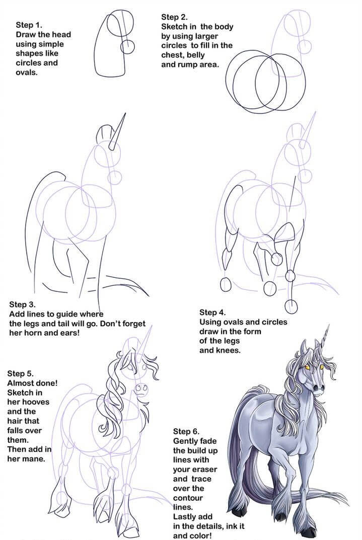 6 Easy Tutorials How To Draw A Unicorn How To Draw Tutorials 6 Easy Tutorials How To Draw A Unicorn How To Draw Tutorials