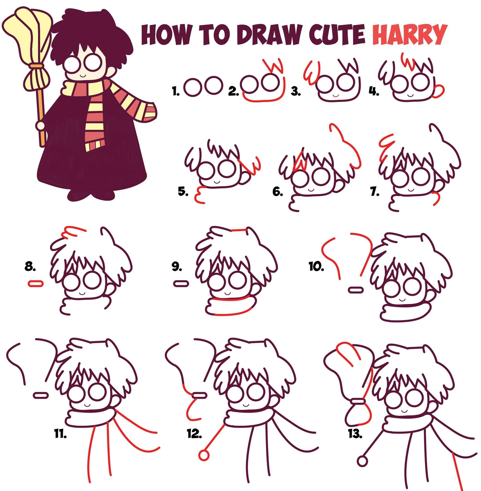 10 easy tutorials how to draw Harry Potter characters - How To Draw ...