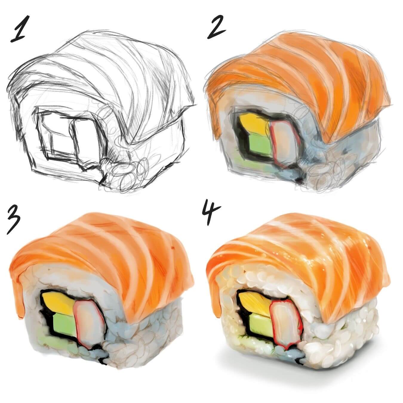12 easy tutorials how to draw food How To Draw Tutorials